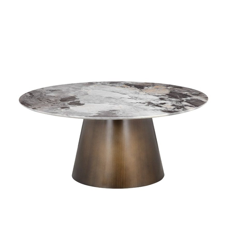 Chicago White Ceramic Round Pedestal Coffee Table