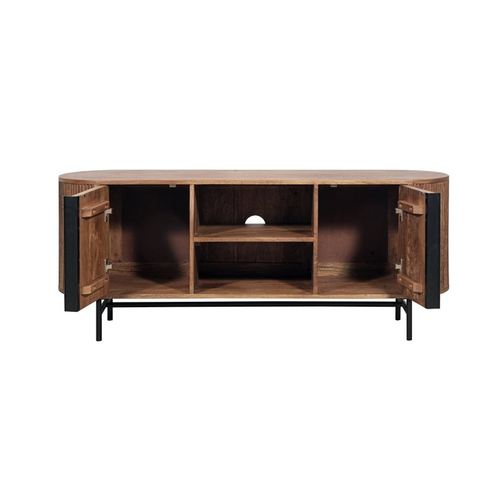 Grooved Mango Wood TV Unit