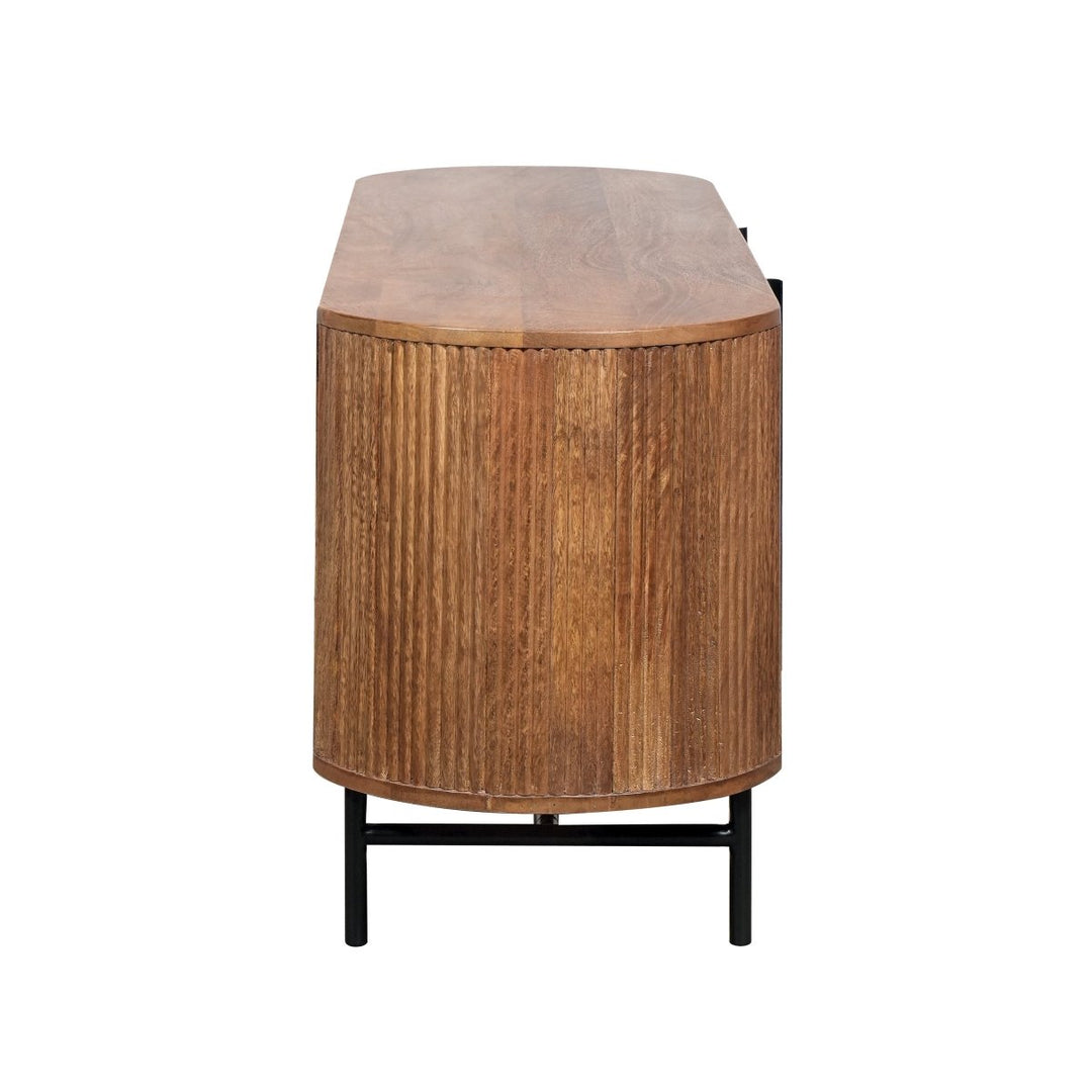 Grooved Mango Wood TV Unit