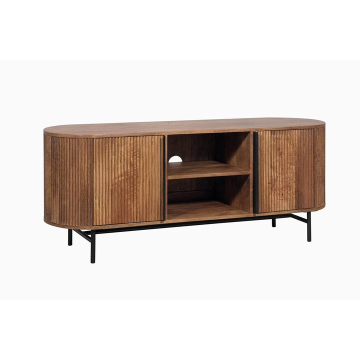Grooved Mango Wood TV Unit