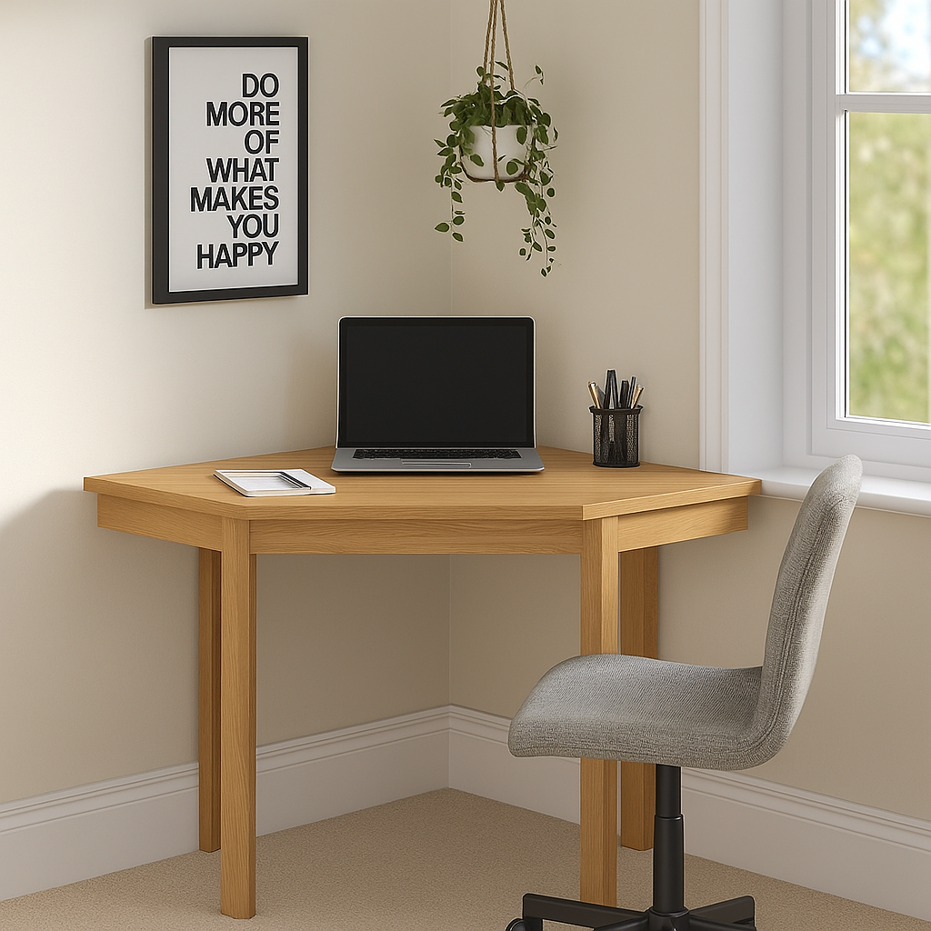 Portland Oak Corner Desk | L-Shaped Home Office Desk with Storage
