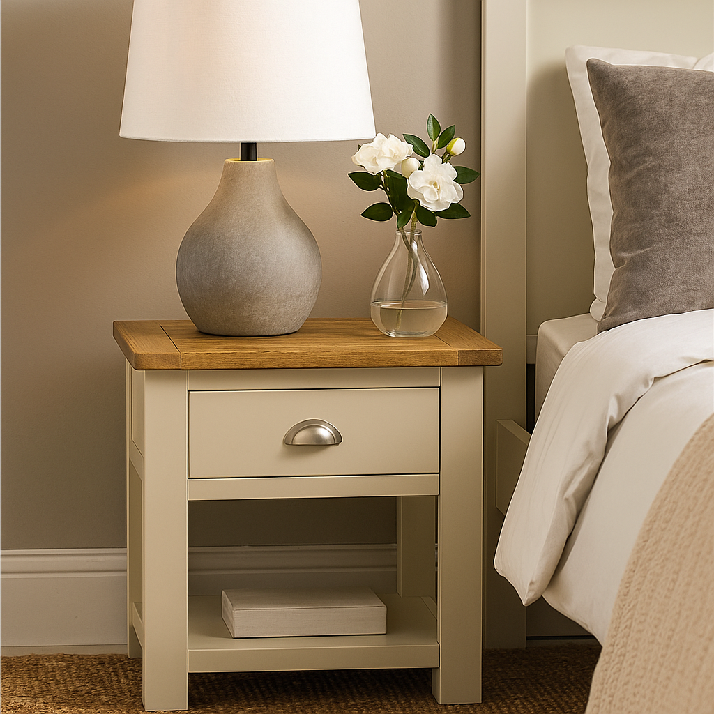 Portland Lamp Table with Drawer-stone