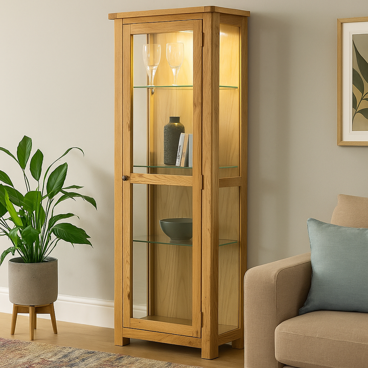 Portland Glazed Display Cabinet - oak