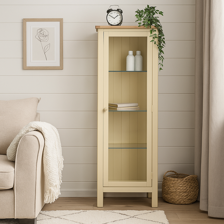 Portland Glazed Display Cabinet - stone