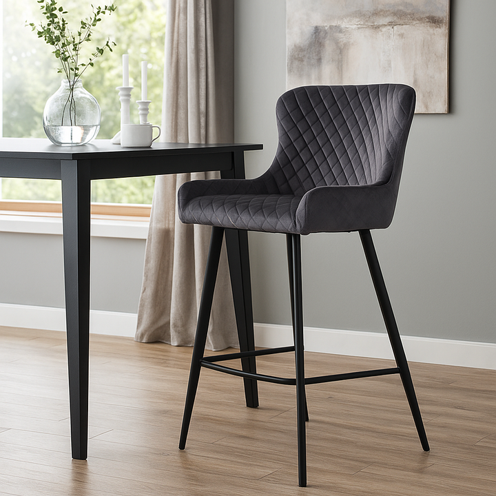 Alpha Bar Stool Grey Velvet
