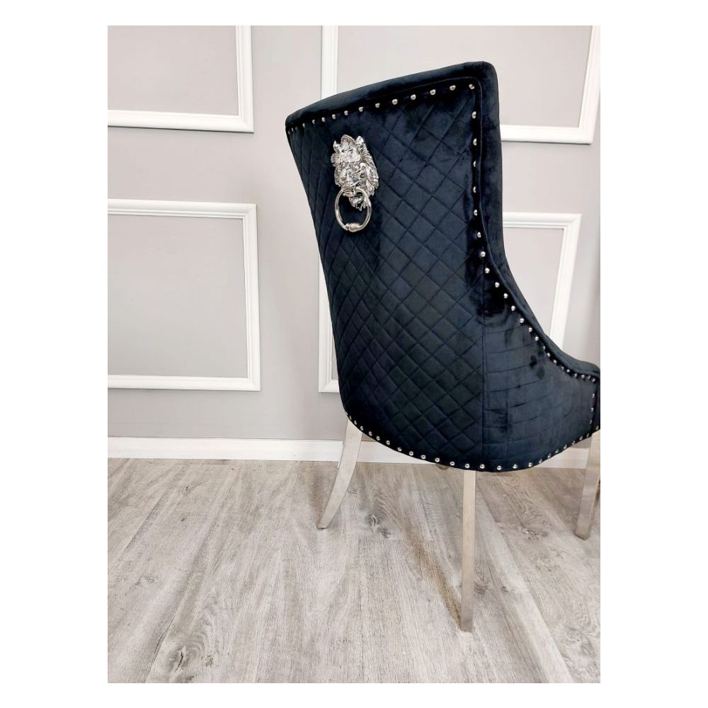 Sorrento Black Marble Top Dining Table Set