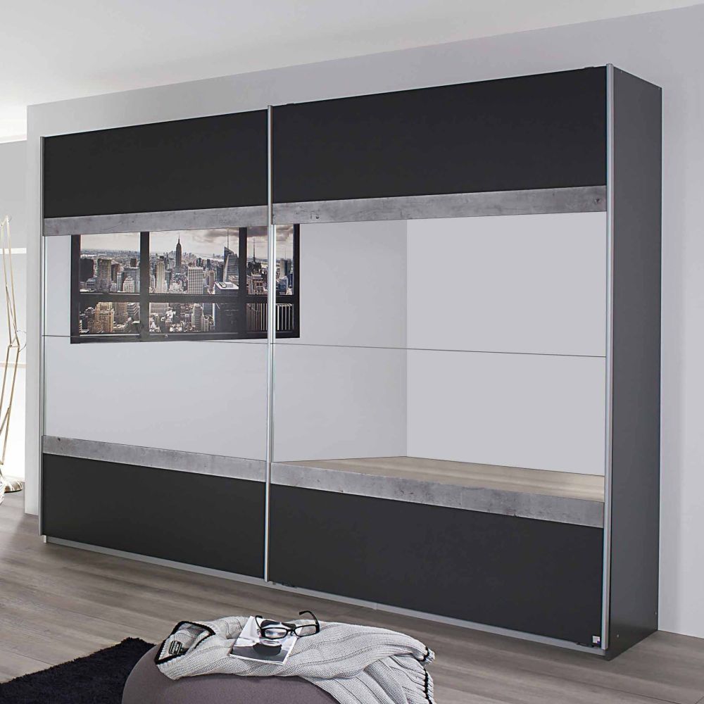Rauch Penzberg Sliding Door Wardrobe Metallic Grey