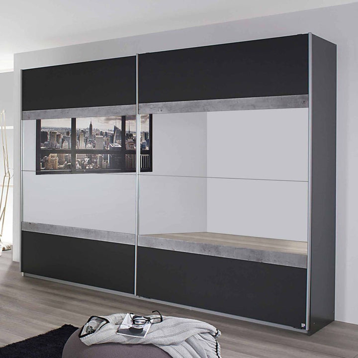 Rauch Penzberg Sliding Door Wardrobe Metallic Grey