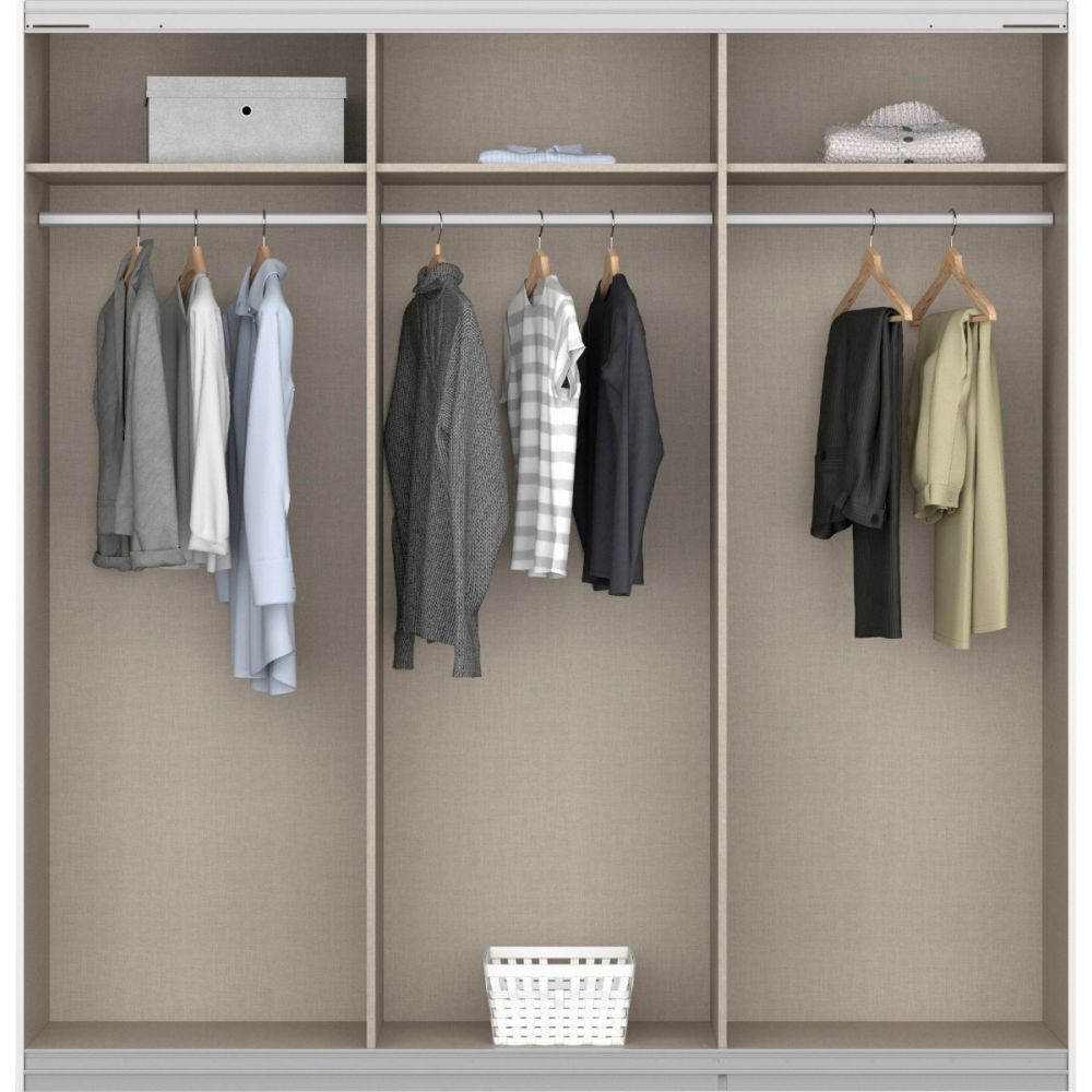 Rauch Oracle Metallic Grey 3 Door Full Mirror Sliding Wardrobe 203CM
