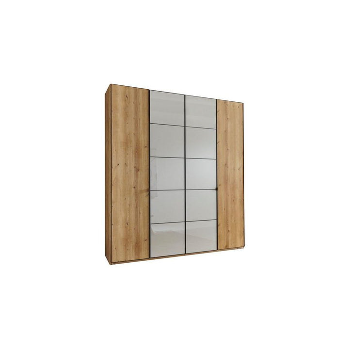 Wiemann Quito Bianco Oak and Champagne Glass 4 Door Wardrobe - 200CM