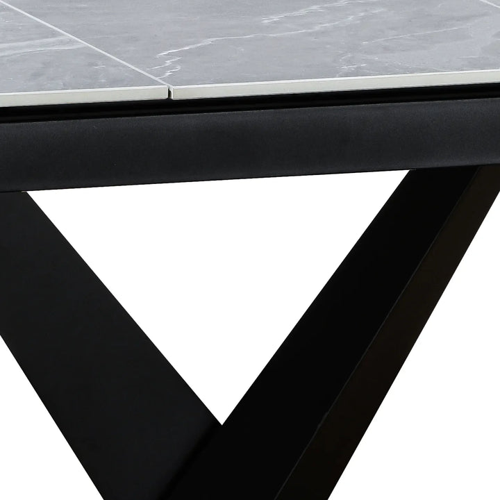 Extending Ceramic Dining Set: 140cm to 180cm | Space-Saving | 4 Upholstered Chairs