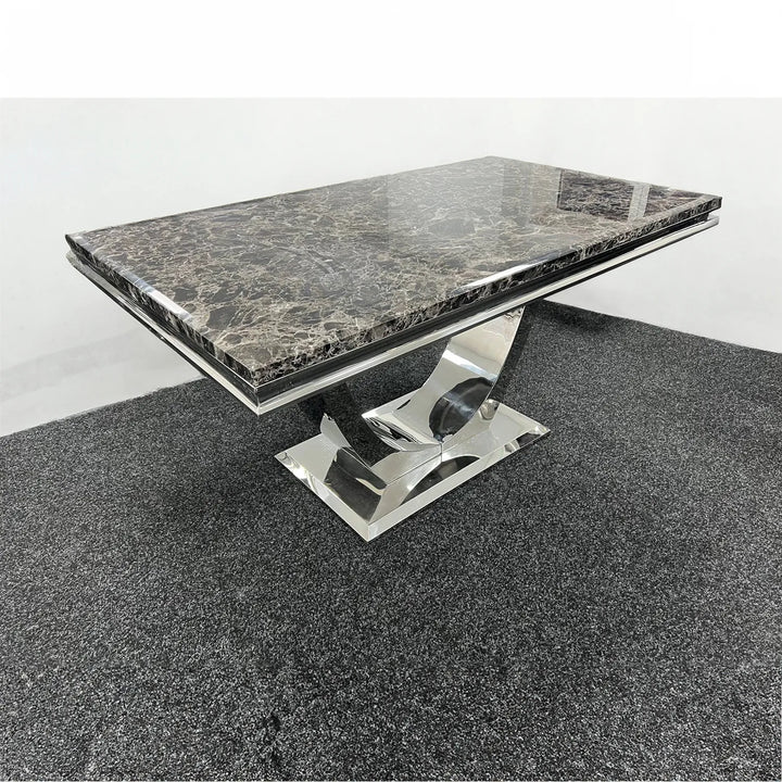 Bentley Black Marble Dining Table with Velvet Chairs