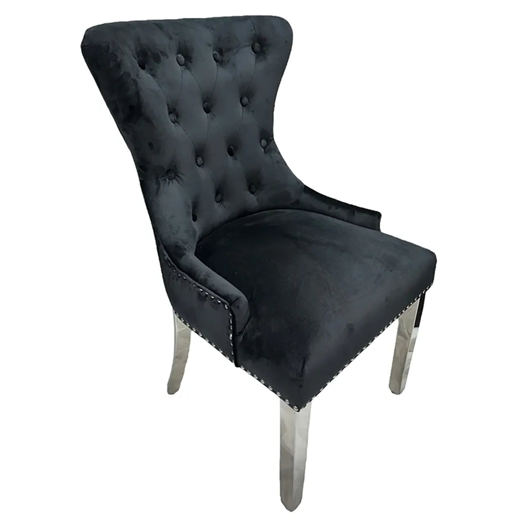 Bentley Black Marble Dining Table with Velvet Chairs