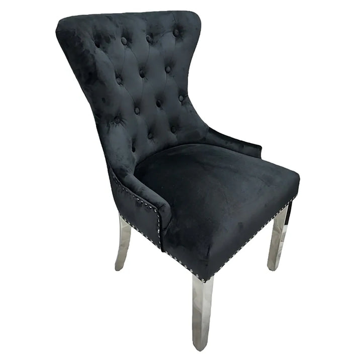 Bentley Black Marble Dining Table with Velvet Chairs