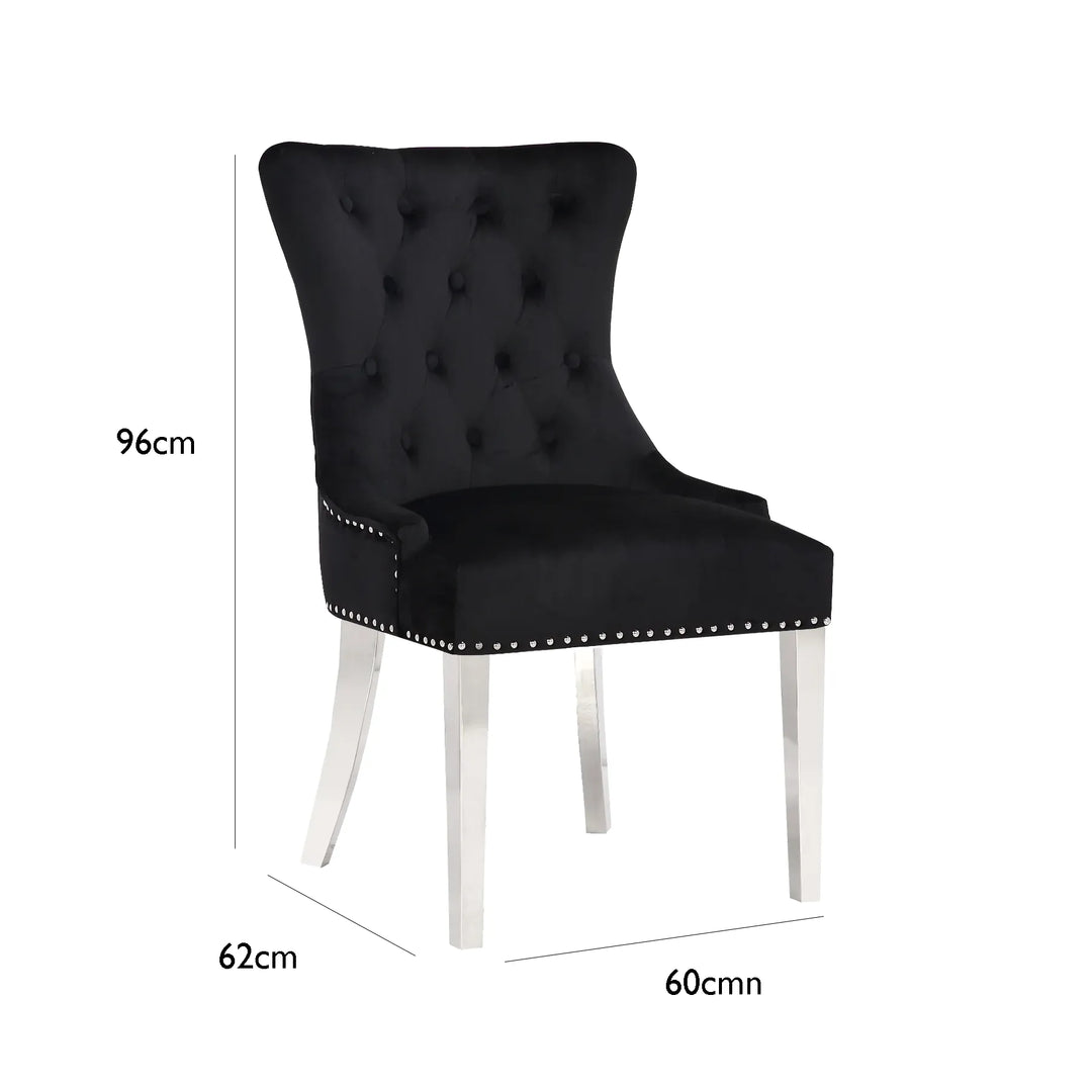 Bentley Black Marble Dining Table with Velvet Chairs