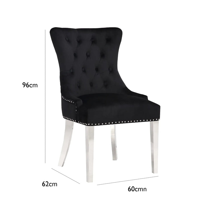 Bentley Black Marble Dining Table with Velvet Chairs