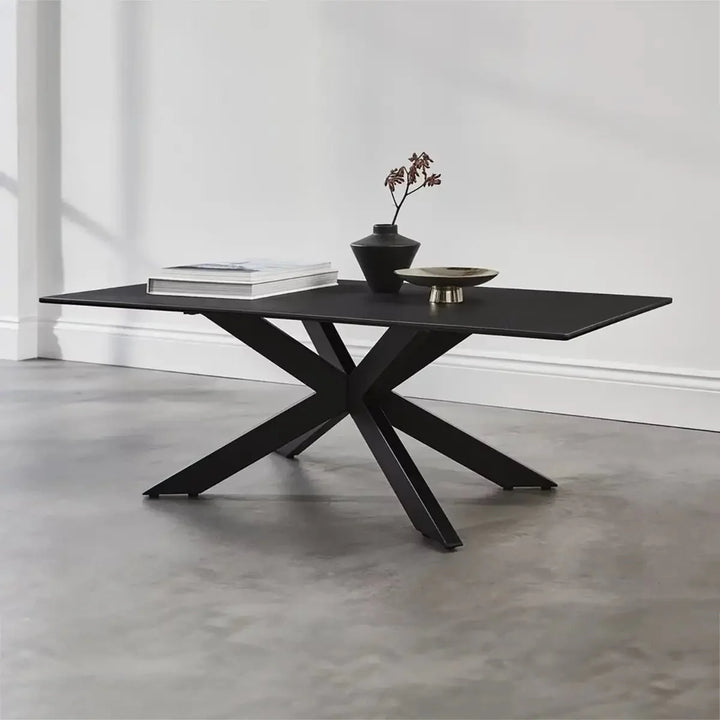 Sleek Black Cocktail Table with Powder-Coated Metal Legs