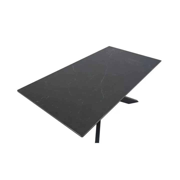 Sleek Black Cocktail Table with Powder-Coated Metal Legs