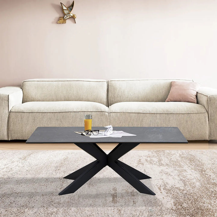 Sleek Black Cocktail Table with Powder-Coated Metal Legs