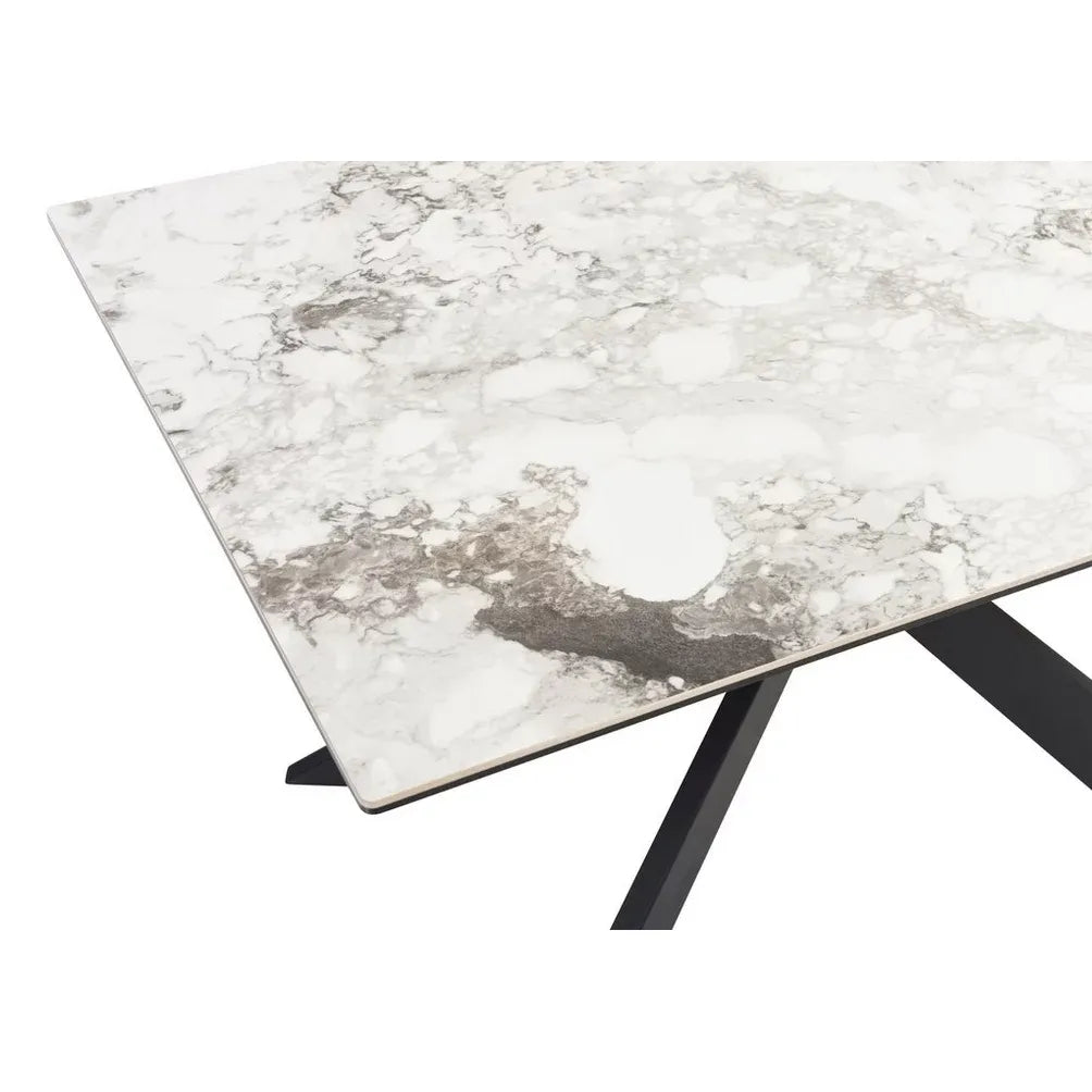 Cosmic Grey Marble Dining Set with Boucle Chairs