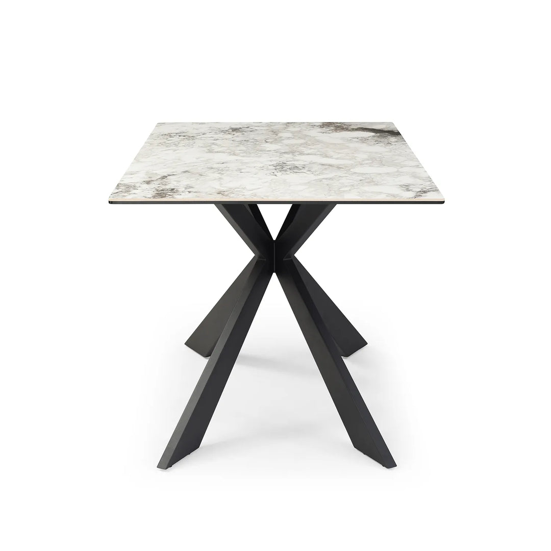Cosmic Grey Marble Dining Set with Boucle Chairs