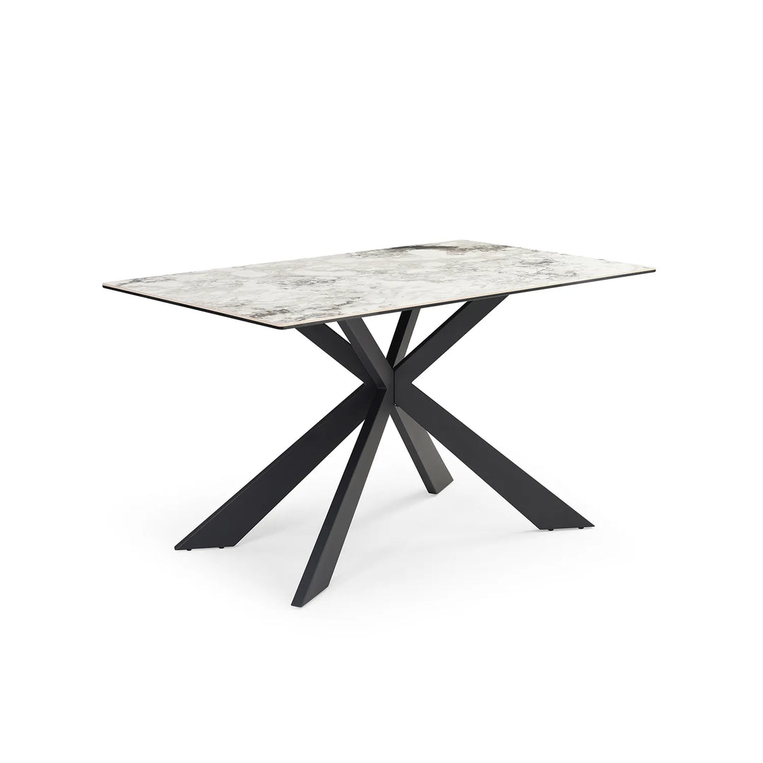 Cosmic Grey Marble Dining Set with Boucle Chairs