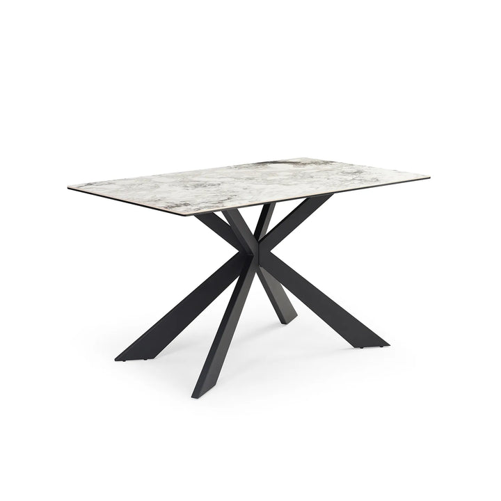 Cosmic Grey Marble Dining Set with Boucle Chairs