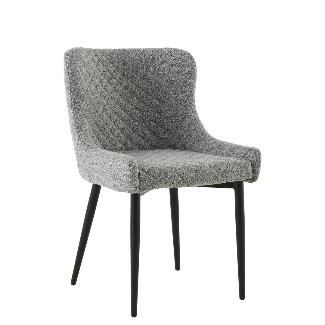 Cosmic Grey Marble Dining Set with Boucle Chairs