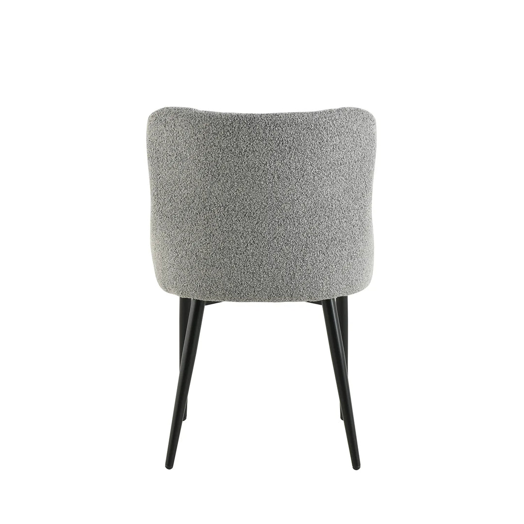 Cosmic Grey Marble Dining Set with Boucle Chairs