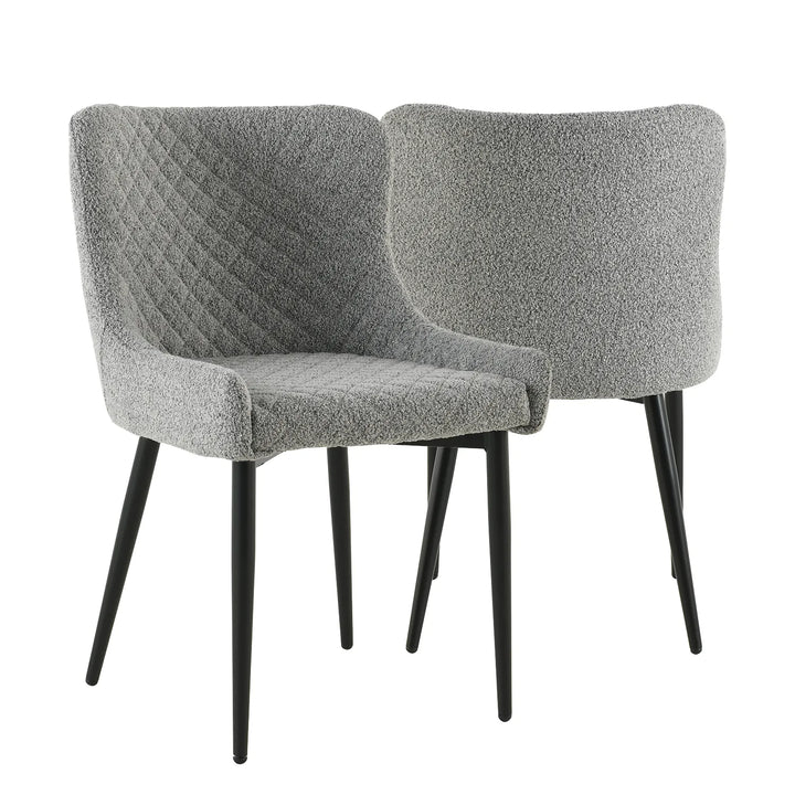 Cosmic Grey Marble Dining Set with Boucle Chairs