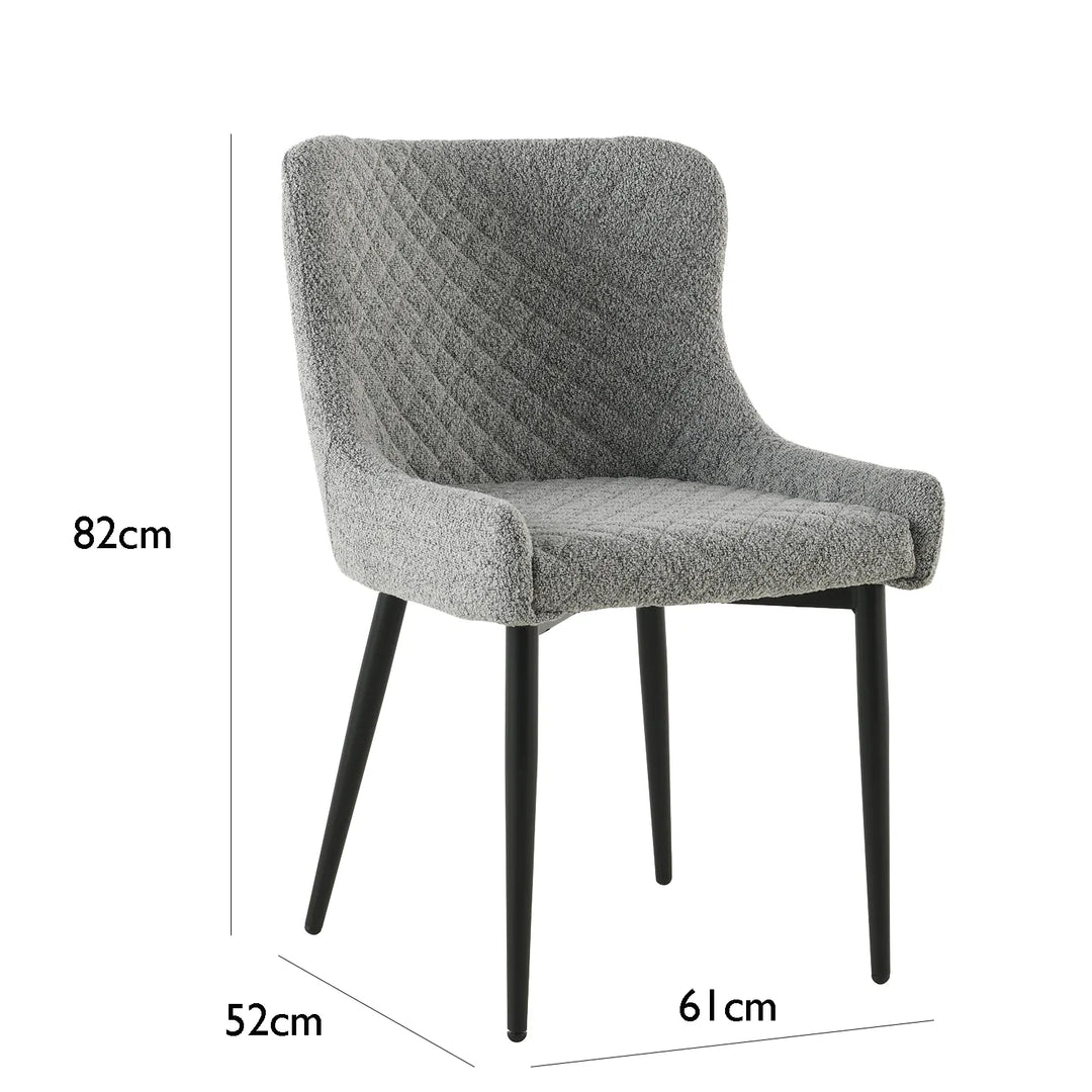 Cosmic Grey Marble Dining Set with Boucle Chairs