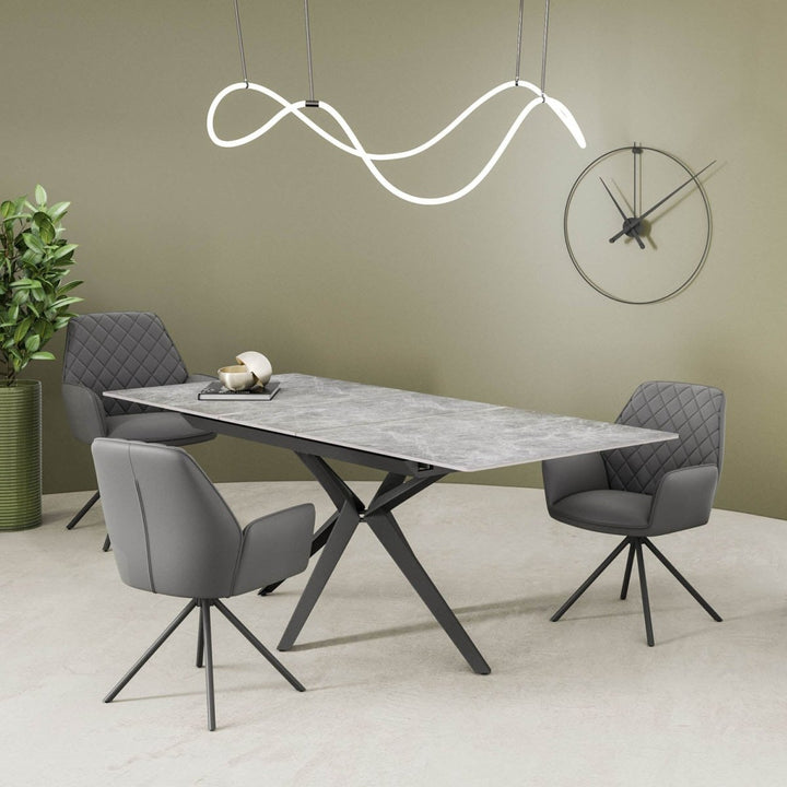 Lina 120-200cm Grey Gloss Ceramic Extending Dining Set
