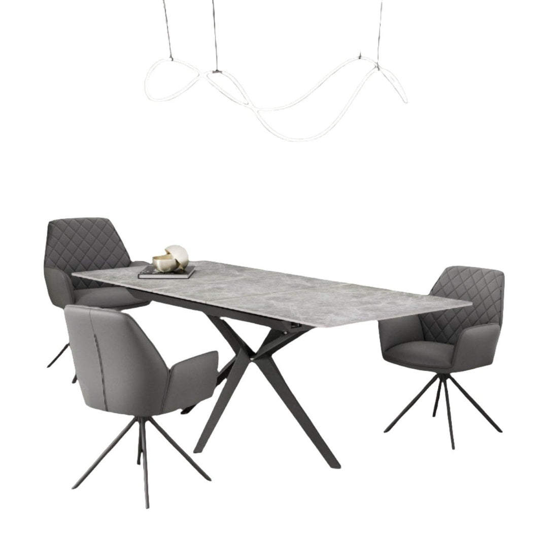 Lina 120-200cm Grey Gloss Ceramic Extending Dining Set