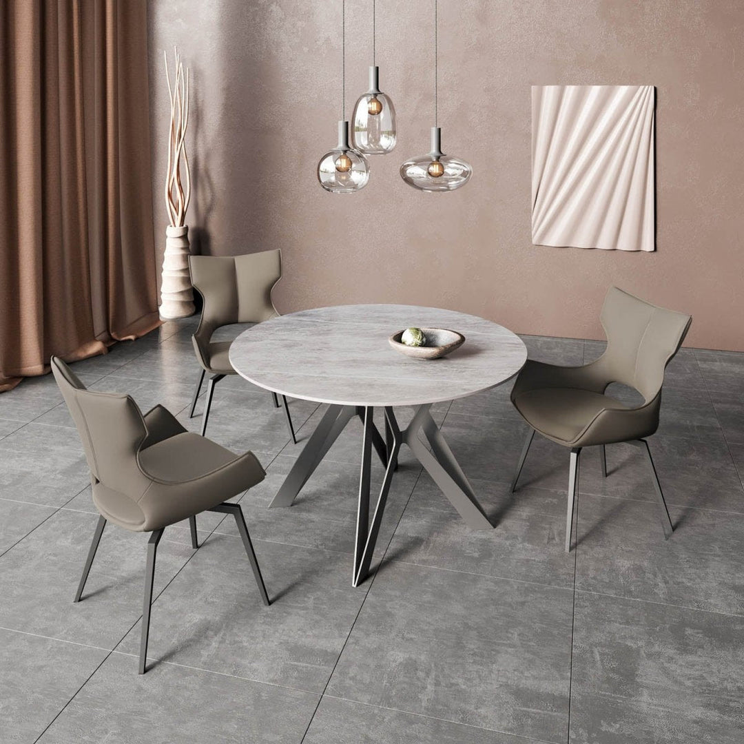 Round Ceramic Dining Table with 4 Chairs