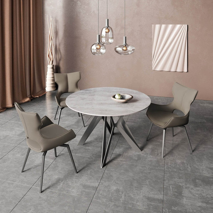 Round Ceramic Dining Table with 4 Chairs