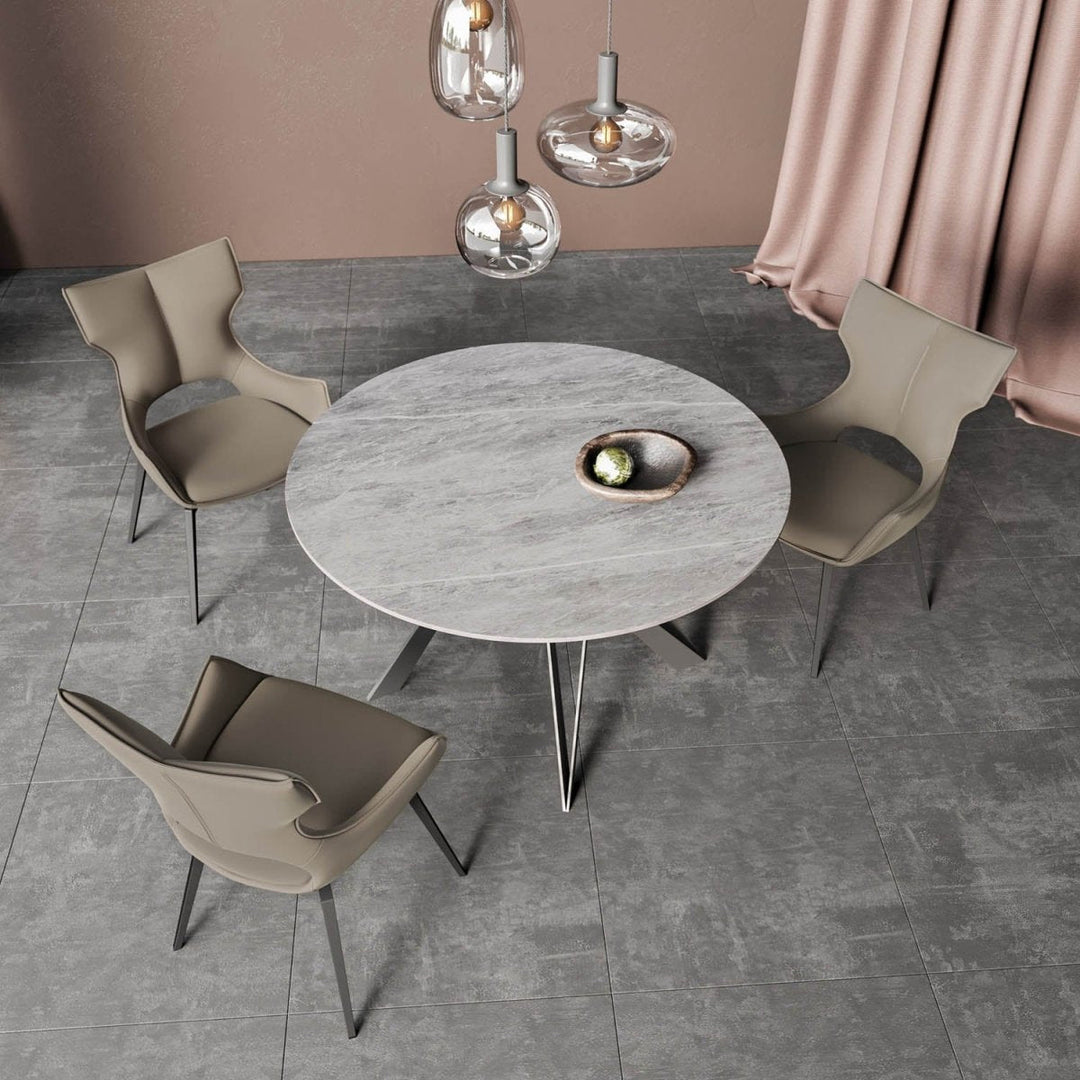 Round Ceramic Dining Table with 4 Chairs
