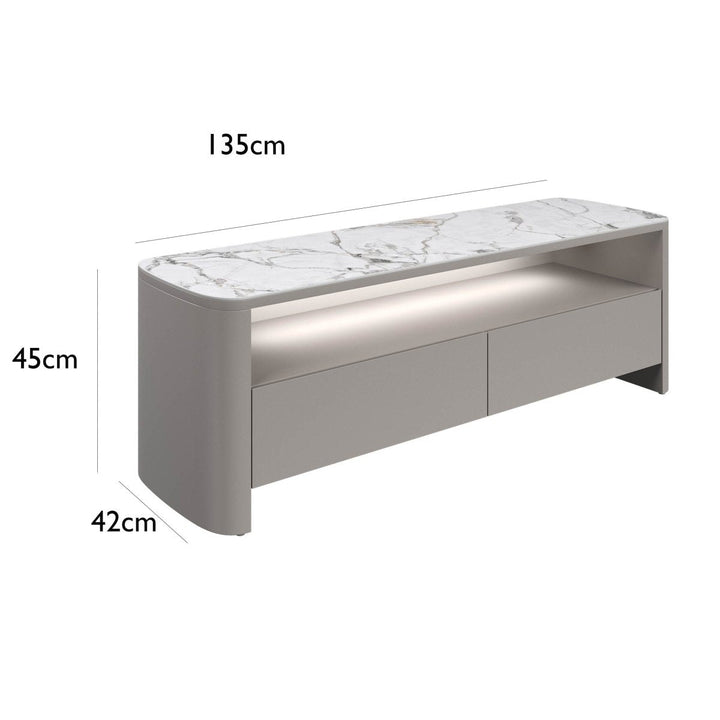 Sereno Large TV Unit with White Ceramic Finish