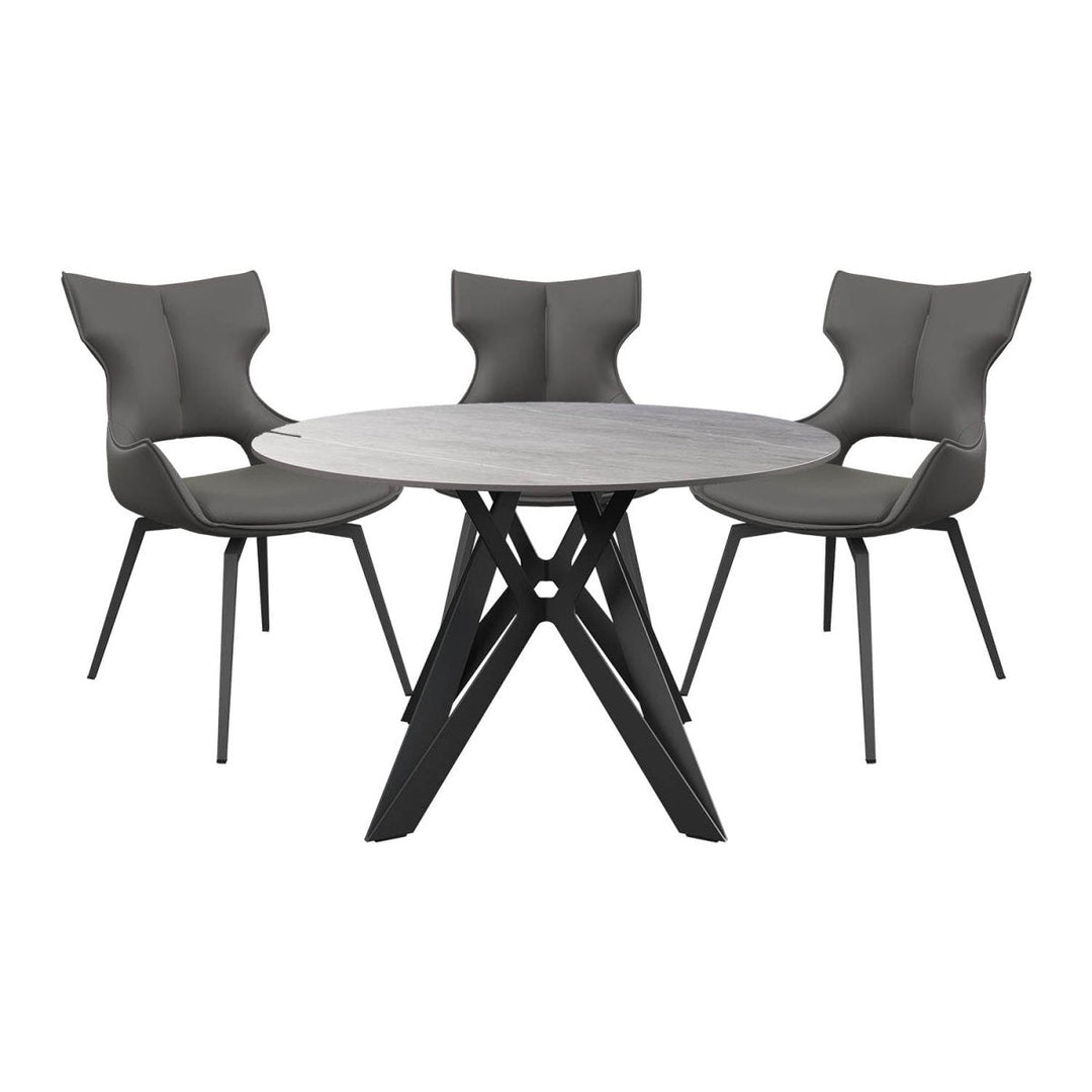 Round Ceramic Dining Table with 4 Chairs