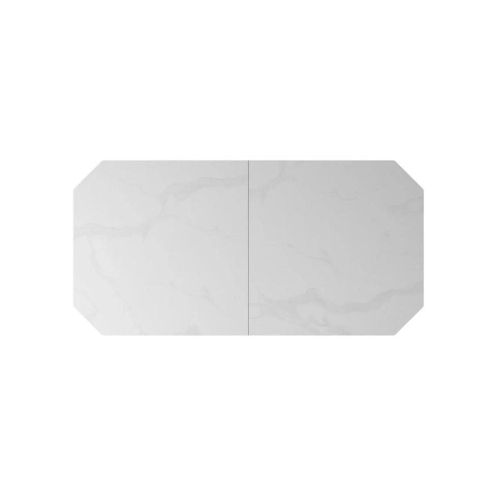 Merlin Matte White Ceramic Extending Dining Table with 6 Faux Leather Dining Chairs