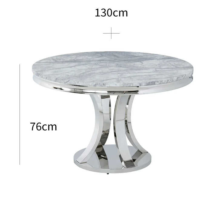 Opulent Round Dining Set Sleek Chrome Table with Regal Lion Chairs