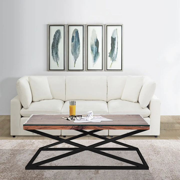 Industrial Dark Reclaimed Wood Coffee Table