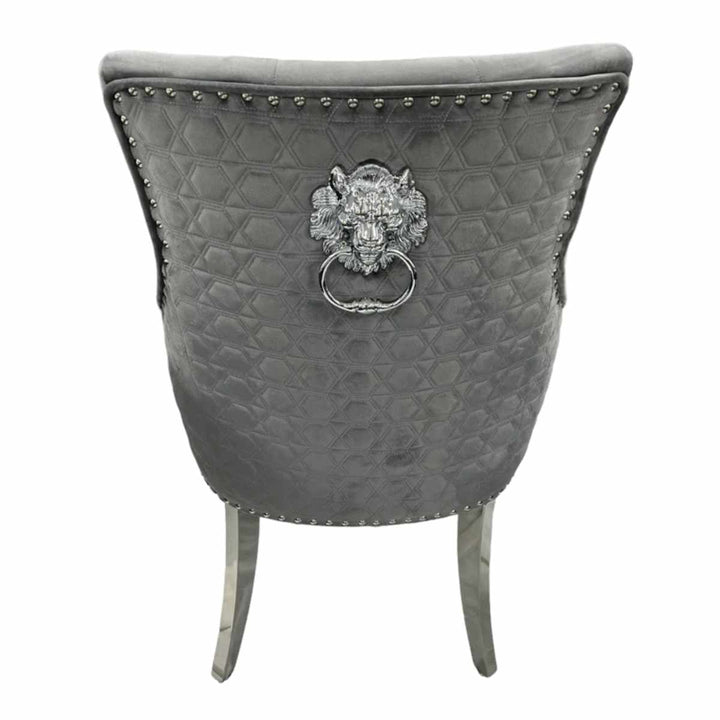 Vittoria 1.8M Marble Dining Table Set with Grey Roma Chairs