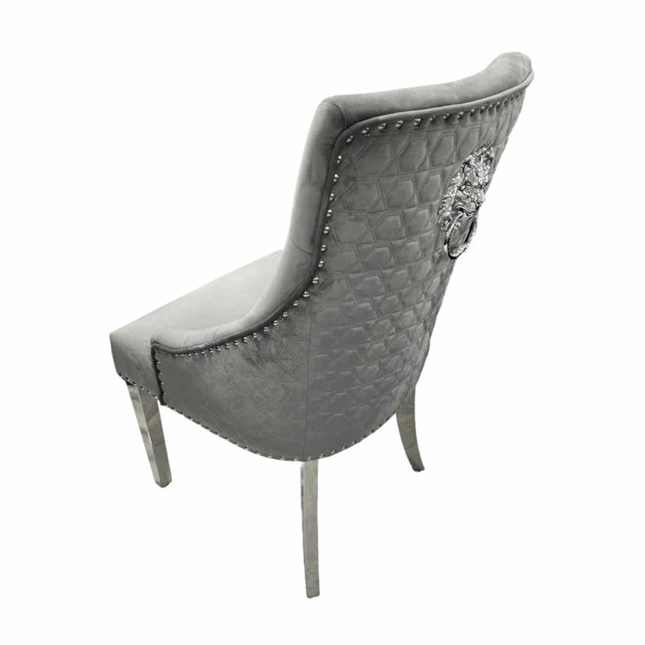 Vittoria 1.8M Marble Dining Table Set with Grey Roma Chairs