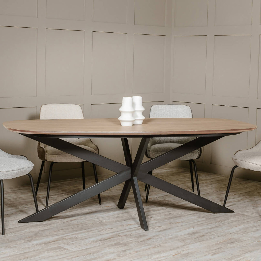 Sadia Oval Dining Table Set - Natural 2000mm