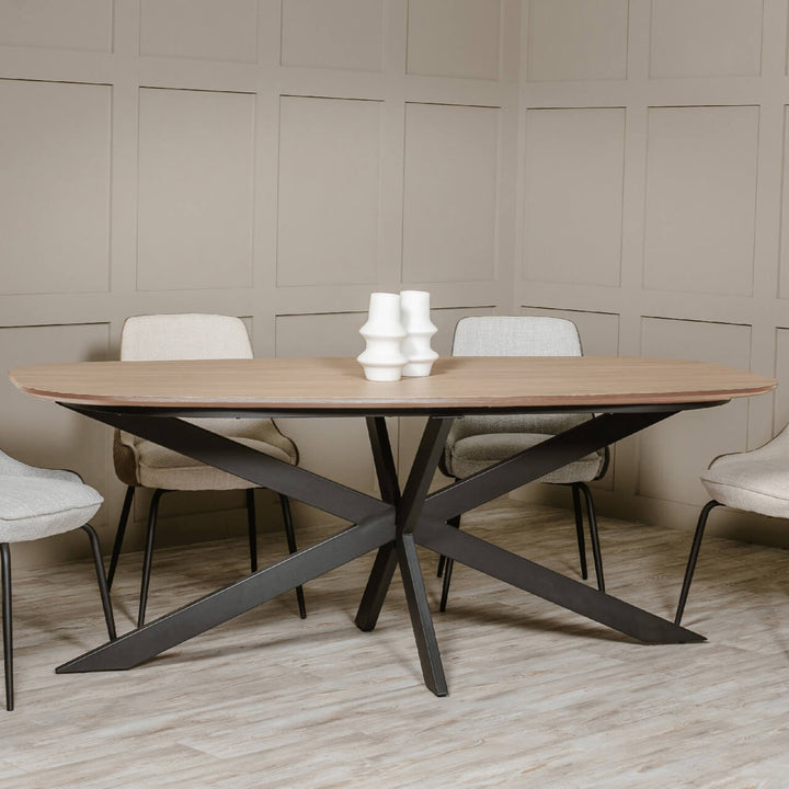 Sadia Oval Dining Table Set - Natural 2000mm