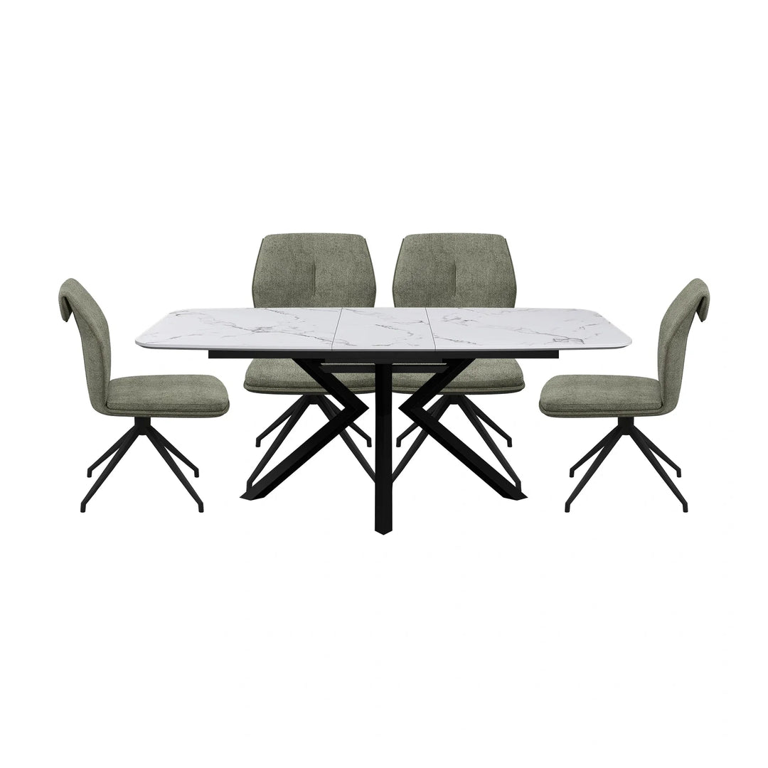Toronto Marble Extending Dining Table and Chairs (160–200cm)