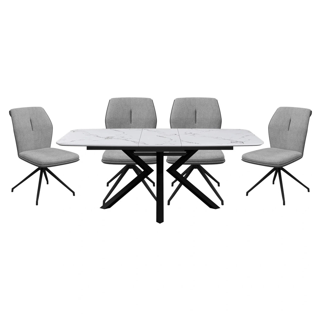 Toronto Marble Extending Dining Table and Chairs (160–200cm)