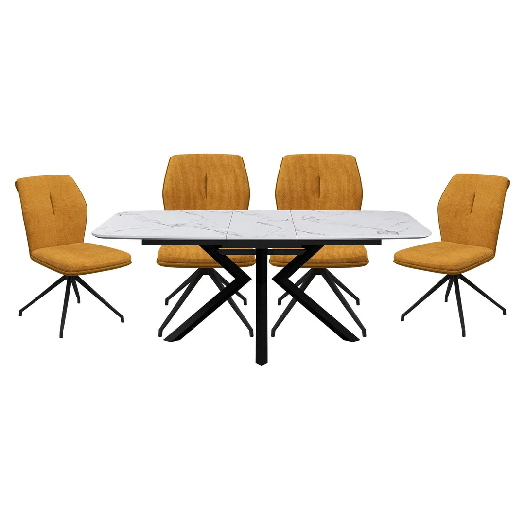 Toronto Marble Extending Dining Table and Chairs (160–200cm)