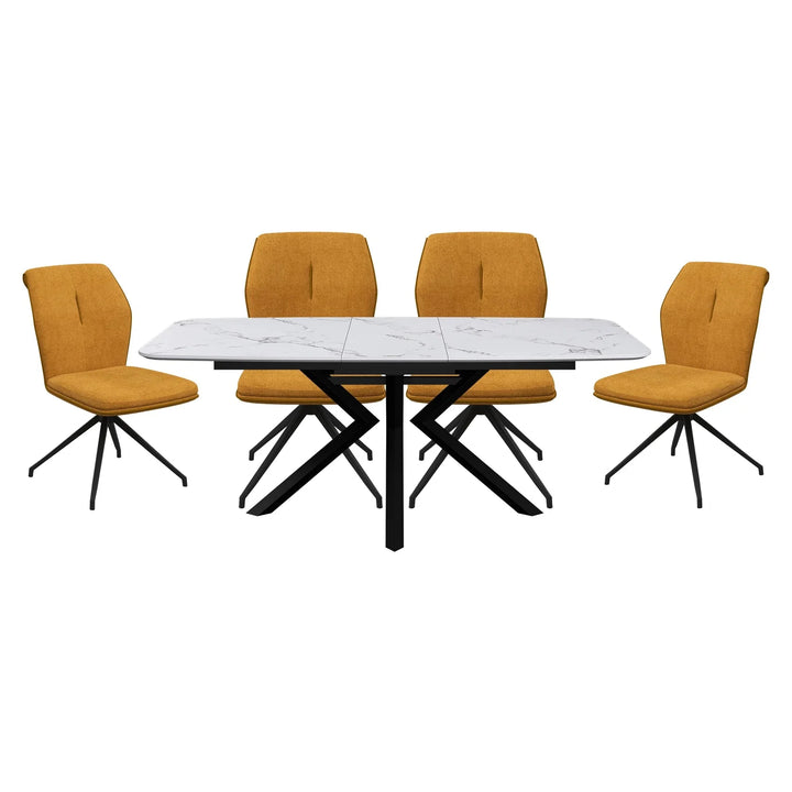 Toronto Marble Extending Dining Table and Chairs (160–200cm)