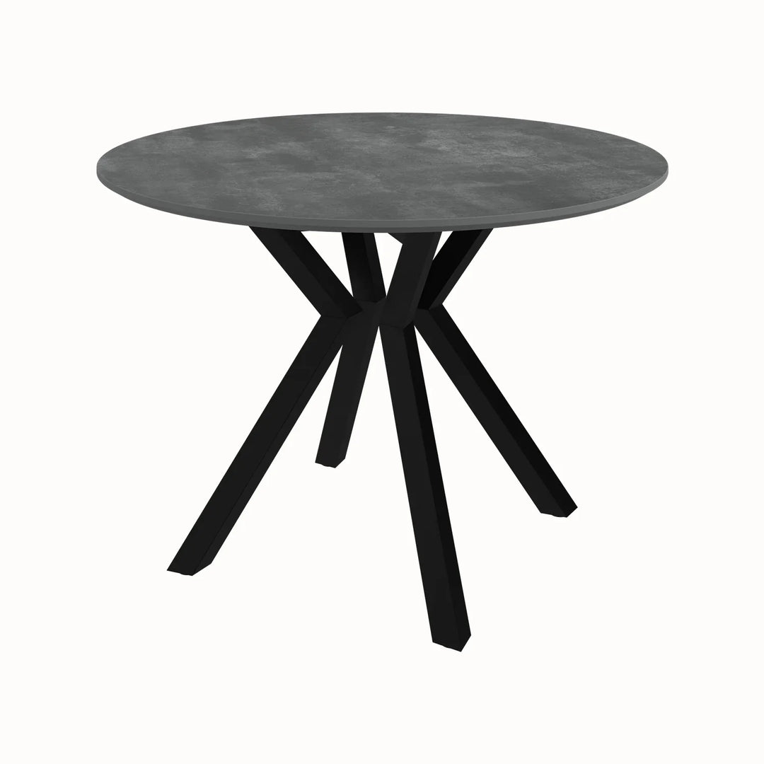 Toronto 110 cm Grey Ceramic Round Dining Table Set with 4 Grey Fabric Chairs